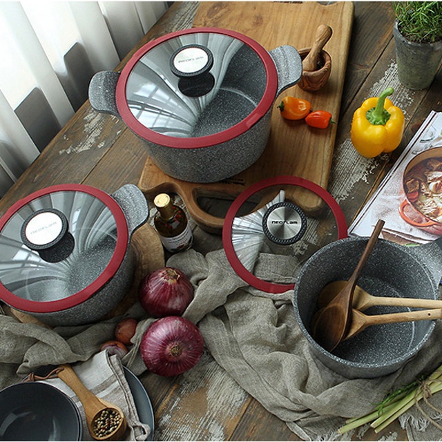 韓國直送NEOFLAM POTE系列 樸石鑄造 單柄鍋 雙耳湯鍋 IH適用 ATTI系列 樸石鑄造 不沾平底鍋