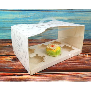 大理石透明6入杯子蛋糕盒,手提盒附內托35元 婚禮小物.慕斯木糠杯布丁瓶蛋糕盒馬芬杯紙盒,聖誔節,萬聖節禮物包裝盒
