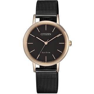 【CITIZEN星辰】EM0577-87E 光動能 簡約 米蘭錶帶女錶 金 黑 30mm 台南 時代鐘錶