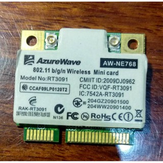 二手筆電無線網卡 AzureWave RT3091 802.11bgn無線網卡+BT 短板 PCIE