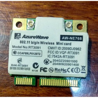 二手筆電無線網絡卡 AzureWave RT3091 802.11bgn無線網絡卡+BT 短板 PCIE