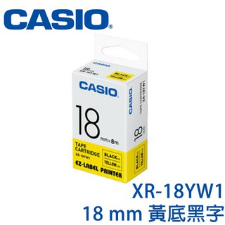 【MR3C】含稅附發票 CASIO卡西歐 18mm XR-18YW1 黃底黑字 原廠標籤機色帶