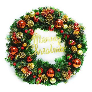 摩達客耶誕-20吋豪華高級聖誕花圈(紅金色系)(台灣手工組裝出貨)(本島免運費)