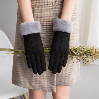 【快速出貨×免運】女用秋冬季麂皮絨觸控戶外手套