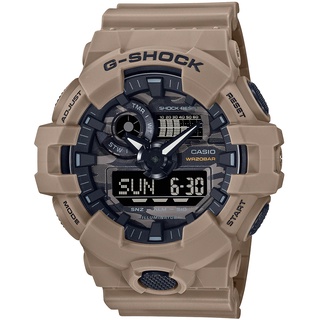 CASIO 卡西歐 G-SHOCK 城市迷彩 計時雙顯錶-卡其 GA-700CA-5A