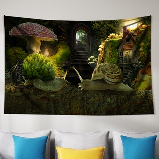Image of 迷幻 India 蘑菇掛毯巫術曼陀羅房間裝飾矩形印花背景布掛在牆上