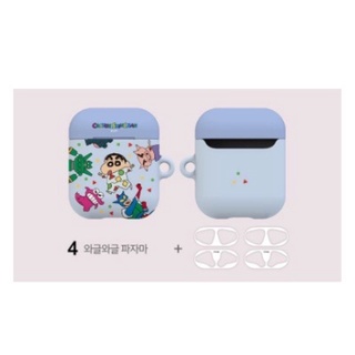 購自Unicorn/韓國正版KR 蠟筆小新熱鬧夥伴系列 蘋果AirPods保護套 /3代AirPods 耳機套/睡衣動感