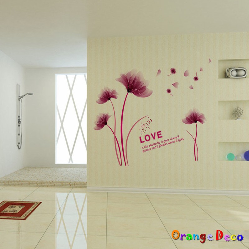 【橘果設計】粉紫色花朵 壁貼 牆貼 壁紙 DIY組合裝飾佈置