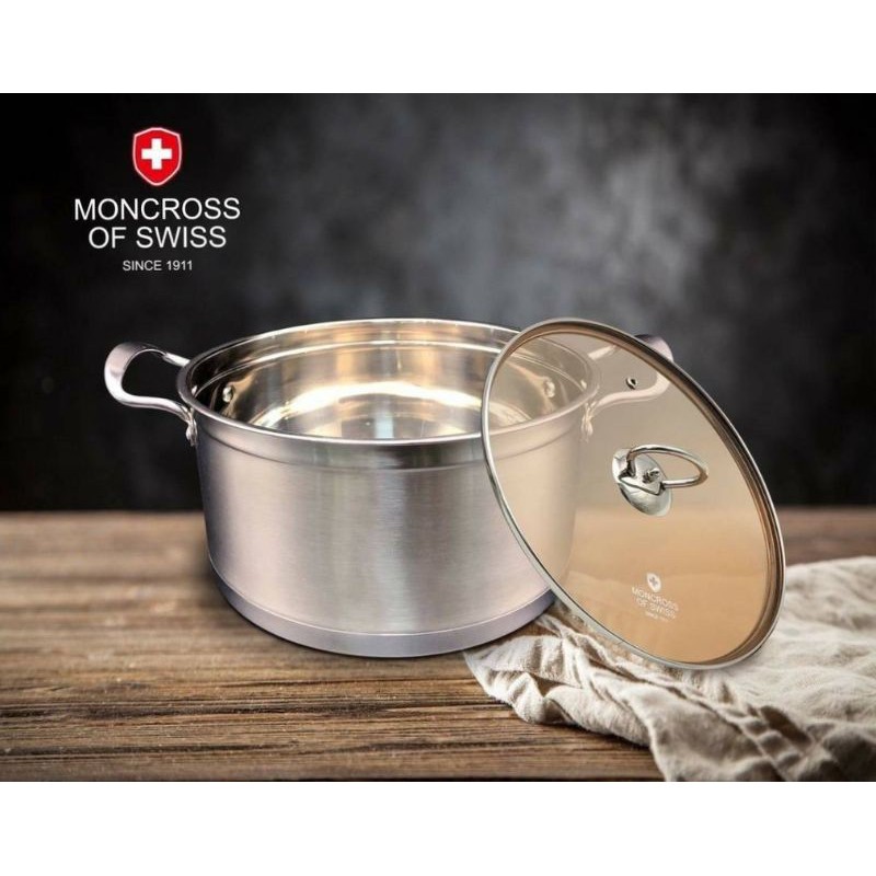 瑞士 MONCROSS 24cm 琥珀曲線不銹鋼湯鍋組