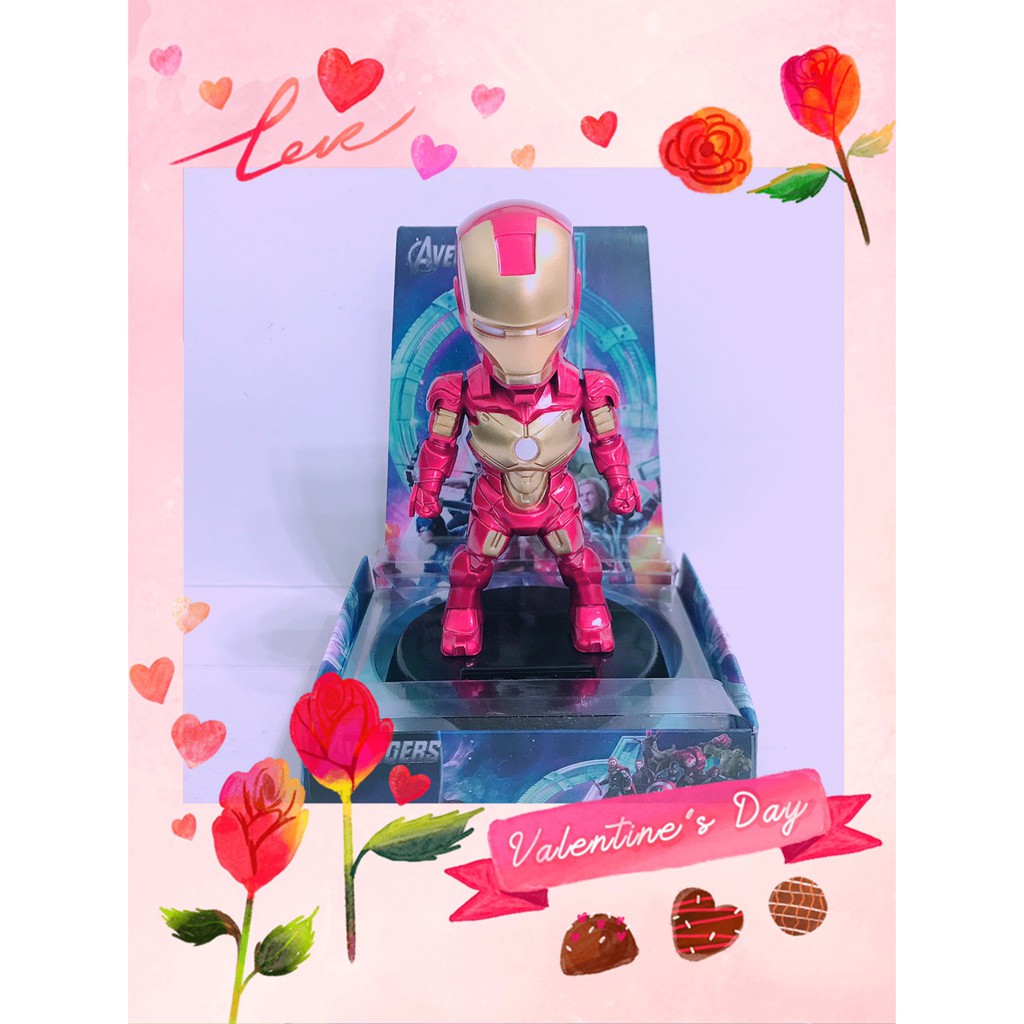 筑筑大百貨madge0521復仇者聯盟 Iron Man 鋼鐵人 英雄 太陽能 娃娃 點頭娃娃 太陽能搖頭汽車卡通Q版