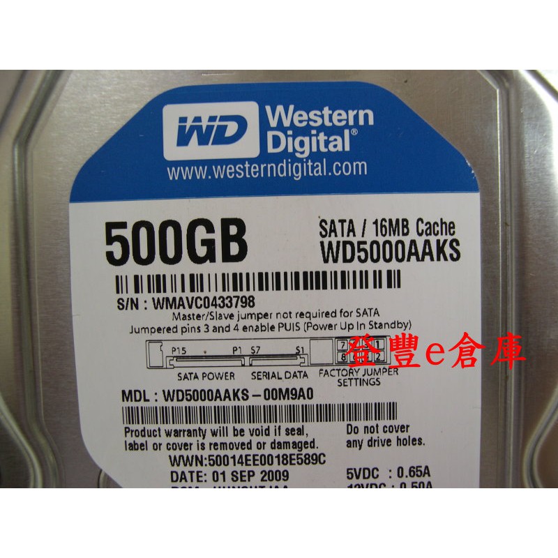 【登豐e倉庫】 YF154 WD5000AAKS-00M9A0 500G SATA2 硬碟