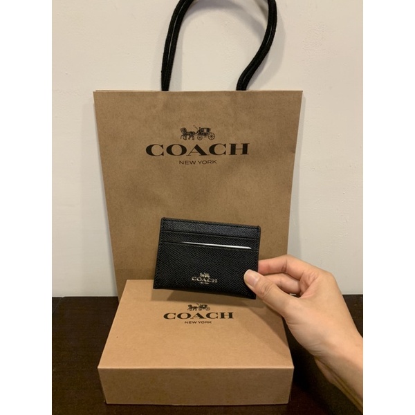 Coach黑色卡夾全新附紙袋紙盒