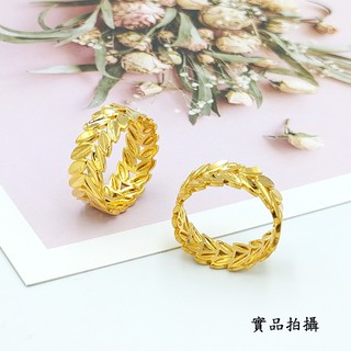 金戒指【K H3937】6~9號 金色桂冠葉 寬版黃金戒指 基本款 韓系 仿金男戒女戒 防退色 鍍24K金 韓勢力