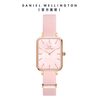 【Daniel Wellington】DW 手錶 Quadro Coral 20X26mm珍珠貝織紋小方錶