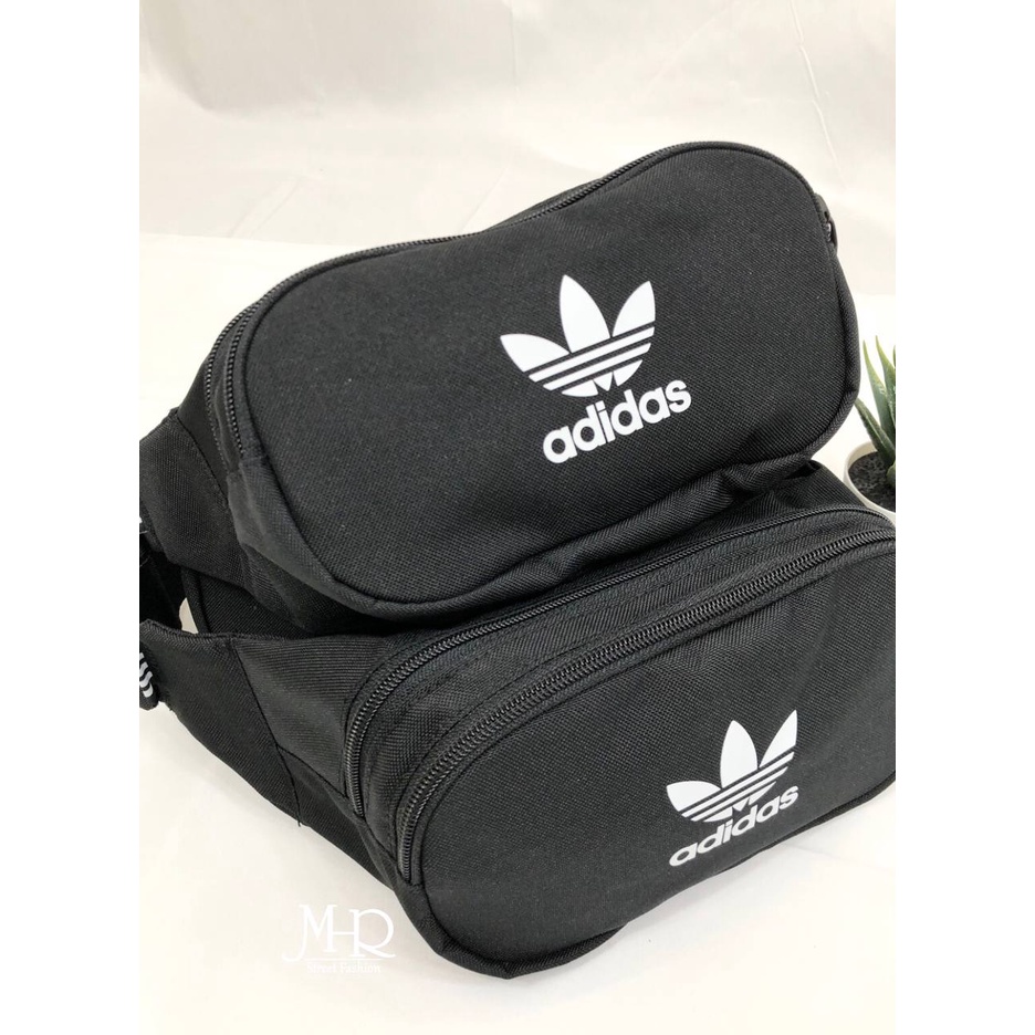 [MR.CH]ADIDAS ESSENTIAL CROSSBODY BAG 愛迪達 黑色 尼龍 腰包 男女 DV2400