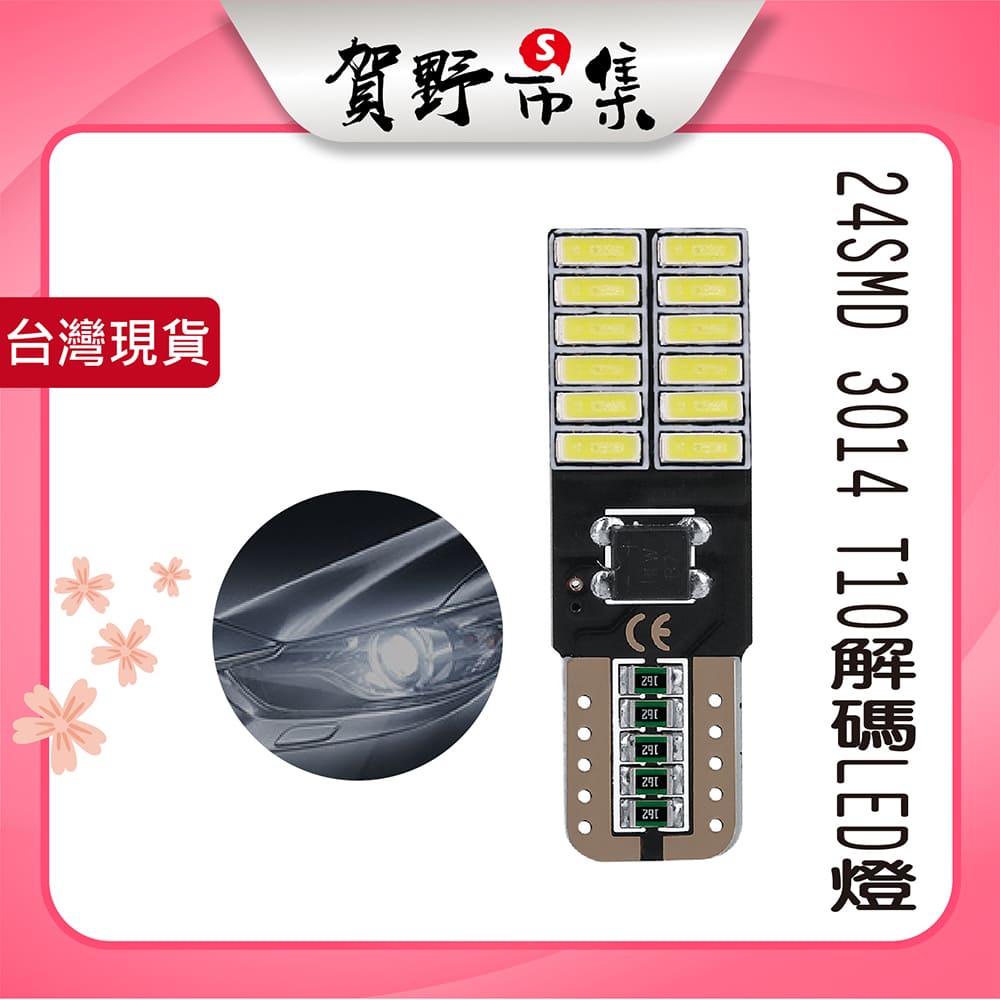 24SMD 24燈 LED 爆亮解碼 室內燈 閱讀燈 方向燈 牌照燈 小燈 T10/T15 可用 車燈【賀野市集】