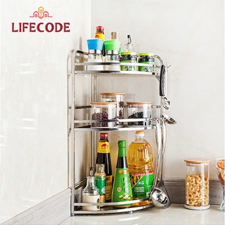 【LIFECODE】收納王不鏽鋼三層轉角置物架/浴室轉角架/角落架/調料架 14060100