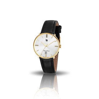 【lip】Dauphine時尚質感白面皮革石英腕錶-金框黑/671426/台灣總代理公司貨享兩年保固