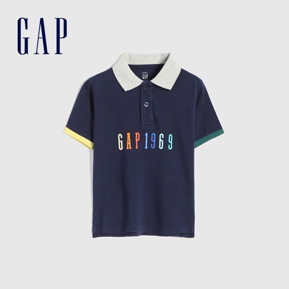 Gap 男幼童裝 Logo純棉短袖POLO衫-海軍藍(681408)