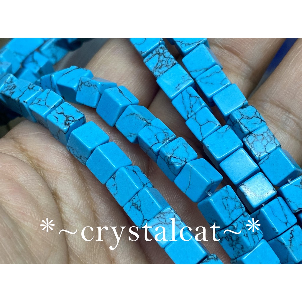 藍松石方型珠手創飾品配件，6.3mm單顆