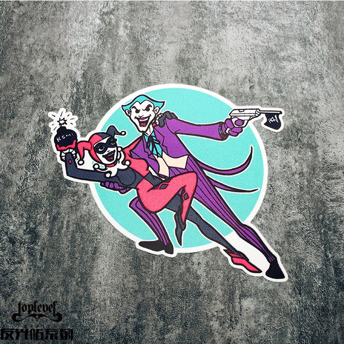 【電影】反光車貼 DC漫畫蝙蝠俠小丑和小丑女卡通裝飾貼紙遮擋劃痕貼紙