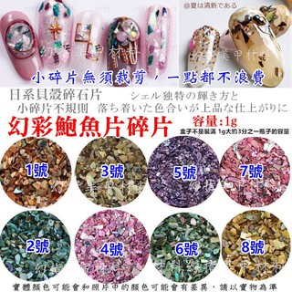 幻指美甲材料 鮑魚片碎片1號到8號 貝殼碎石片 貝殼粉 AB幻彩 貝殼片小碎片不規則鮑魚片 美甲夾心