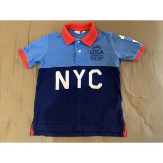 GAP KIDS 120cm 深藍 淺藍 紅色 撞色 短袖 Polo衫 / 二手九成新
