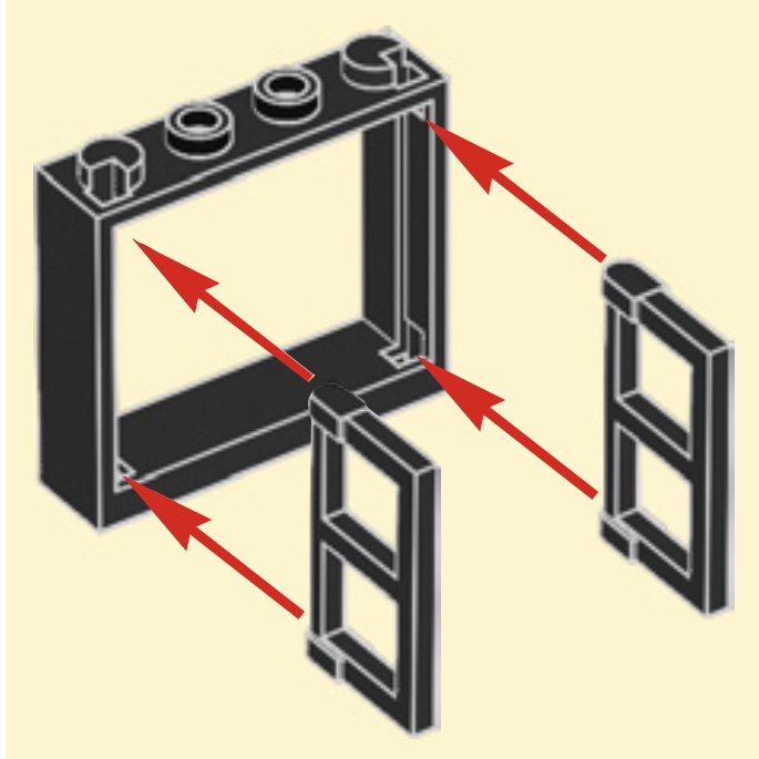 LEGO 4530589 60594 黑色1x4x3 窗框 + 6171060 28961 黑色 窗戶 窗片