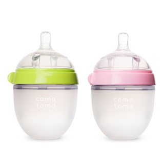 美國Comotomo 矽膠奶瓶 150ml (綠色/粉色)【麗兒采家】