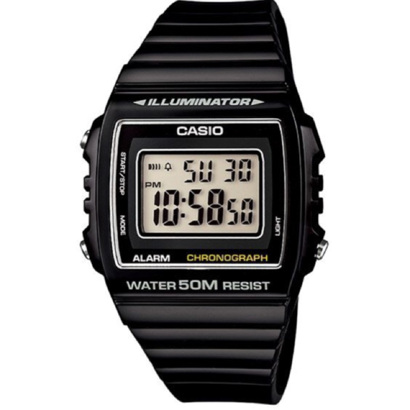 CASIO 卡西歐 方形數字錶大型的液晶錶面防水50米LED背光照明W-215H-1A W-800H學生錶