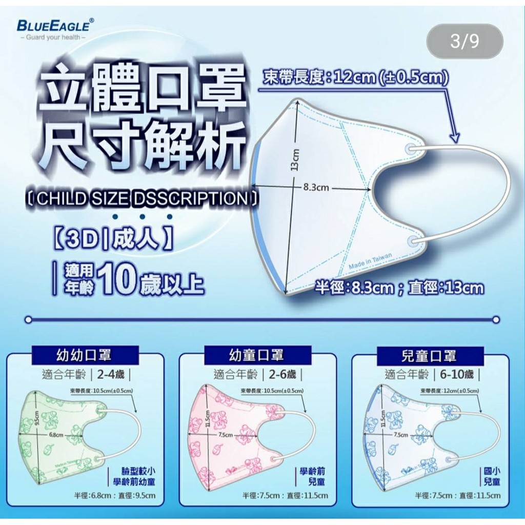 現貨含發票💝藍鷹/藍鷹牌 立體口罩 小孩/兒童/幼童/成人/大人 NP-3D 台灣製 立體型防塵口罩 五層防護 抗UV款