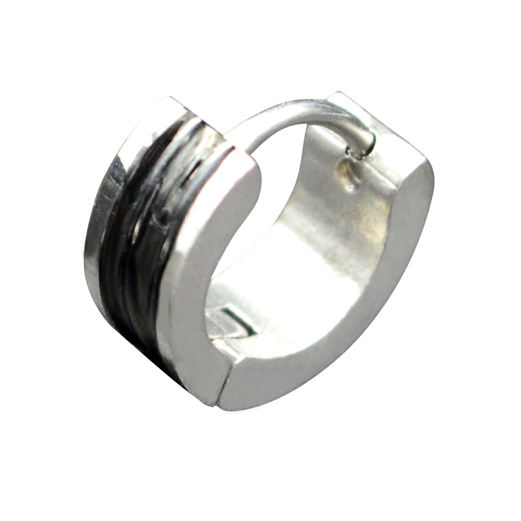 雙銀邊 小圓釦耳環 316L鈦鋼 防過敏 艾豆『B2803』