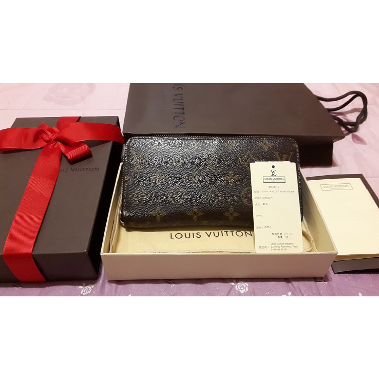 LV M60017 經典Monogram花紋拉鍊長夾 台南新光三越百貨LV專櫃購買附購買證明