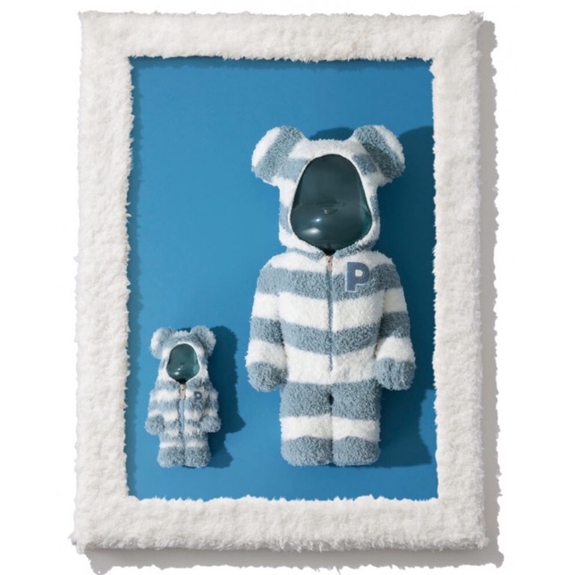 【萬世玩具】BE@RBRICK x GELATO PIQUE 睡衣熊 藍色 1000% 條紋睡衣