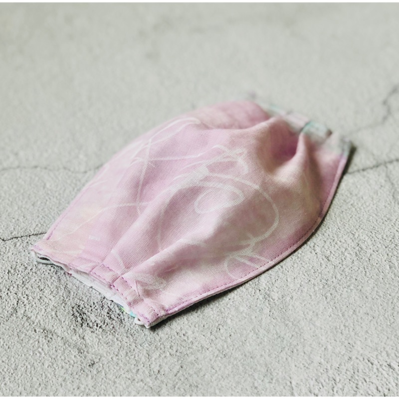 Lizlily Zakka布手作/口罩套/也可訂製日用棉口罩/使用日本製嫩紫線條漸層二重紗棉布+白底彩點二重紗棉布