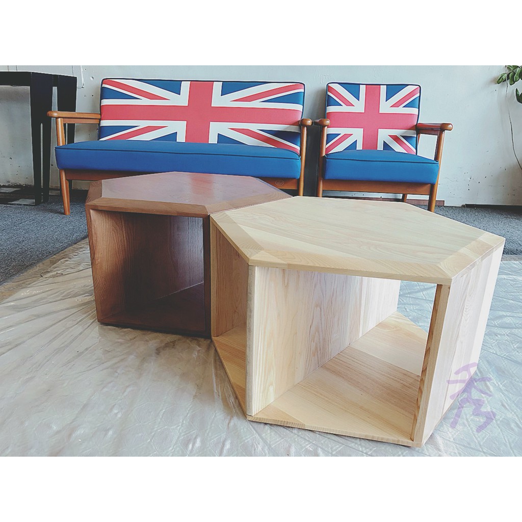 秀木工藝-葡萄牙WEWOOD全實木復刻板六角茶几書架床頭櫃北歐風