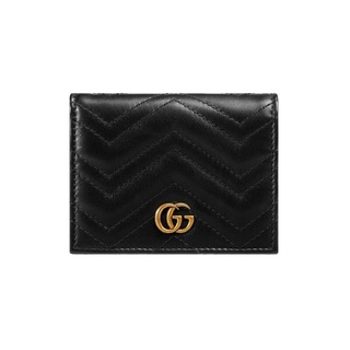 【鋇拉國際】GUCCI 雙G GG Marmont系列 黑色真皮按扣卡夾/零錢包 義大利正品代購 臺北實體門市安心購
