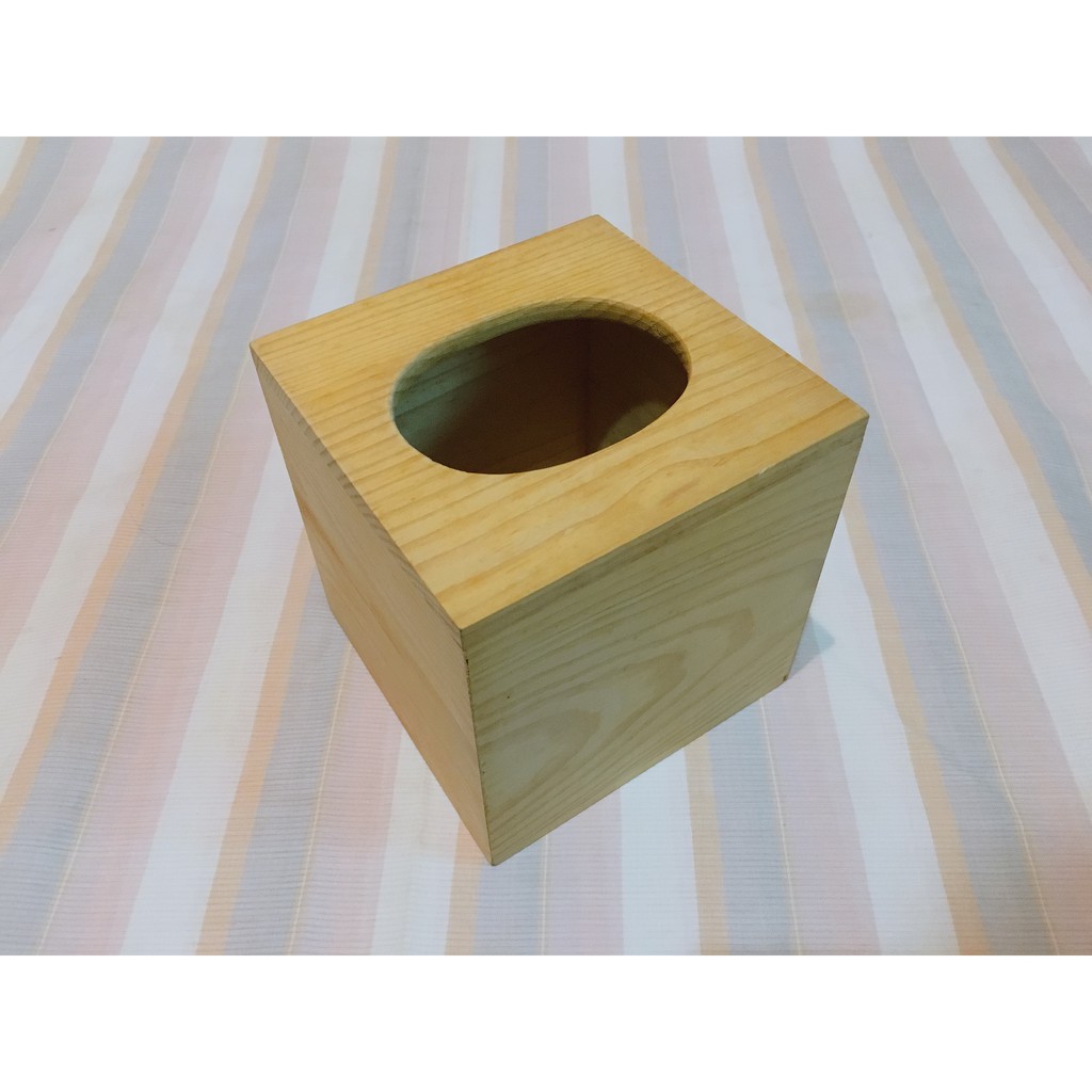 蝶古巴特 拼貼 彩繪 黏土 木器-原木方形面紙盒6入