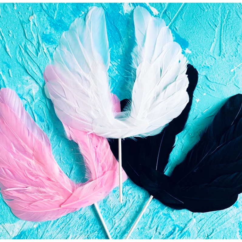 天使之翼羽毛蛋糕裝飾蛋糕插片 DIY 結婚週年生日情人節裝飾