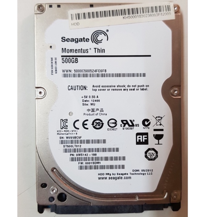 SEAGATE 2.5吋 500GB 7mm SATA3.筆記型電腦專用 硬碟 2手良品 (使用時數低)