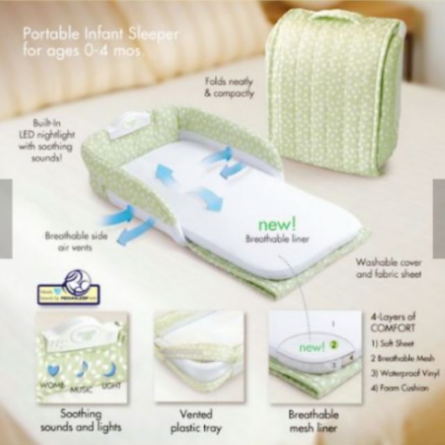 Baby Delight Snuggle Nest嬰兒安全睡床。可折疊、可攜帶的嬰兒床
