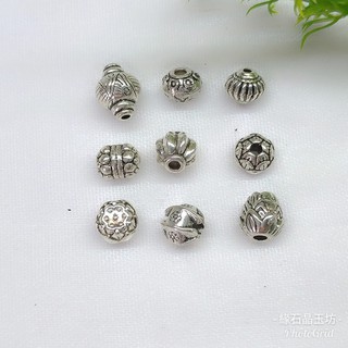 【現貨】合金藏銀鏤雕造型圓扁/蓮花珠/耳環/手鍊/項鍊/吊飾創意設計配珠/串珠手作DIY材料{滿佰出貨}