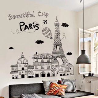 法國巴黎鐵塔建築旅行臥室書房玄關創意牆紙壁貼