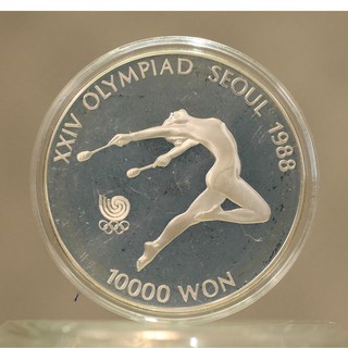 F024-2 南韓漢城奧運(吉祥物)紀念銀幣一套兩枚(面額10000Won+5000Won各一)(無盒)(附證書)