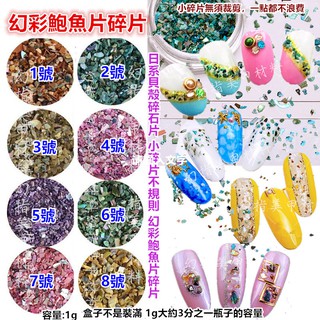幻彩美甲材料 鮑魚片碎片1號到8號 貝殼碎石片 貝殼粉 AB幻彩 貝殼片小碎片不規則鮑魚片 美甲夾心