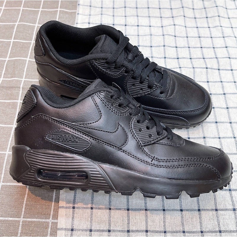 NIKE AIR MAX 90 LTR (GS) 全黑 皮革 氣墊鞋