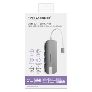 First Champion USB Type-C 集線器 8合1 with Gigabit Lan