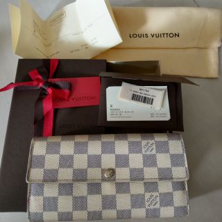 LV Louis Vuitton白色經典棋盤格長夾 pochette發財包 二手