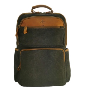 【雅格 YAGER】帆布素面多口袋實用大容量旅行後背包(18吋) 含行李箱拉桿袋 黑色/啡色 K1430(大)