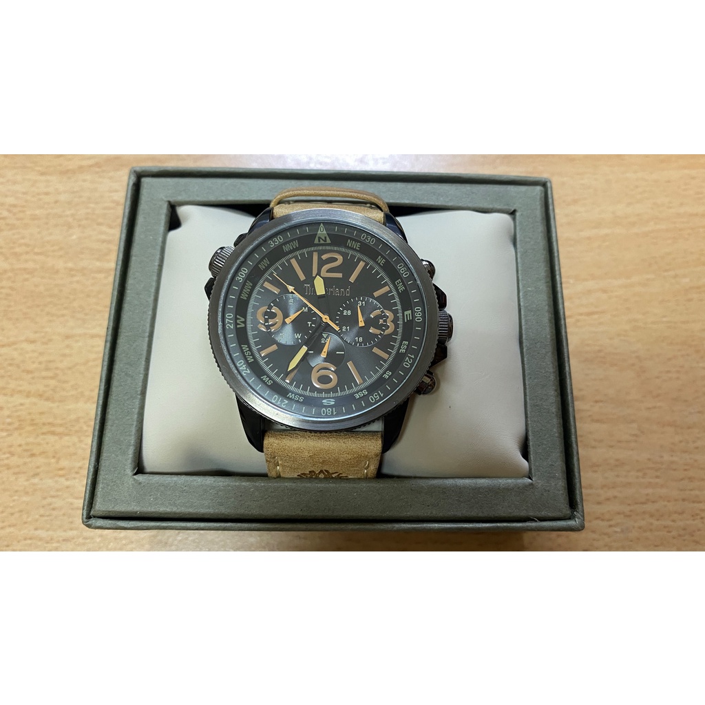 Timberland Campton 軍風霸氣計時男錶-黑x咖啡色錶帶| 蝦皮購物
